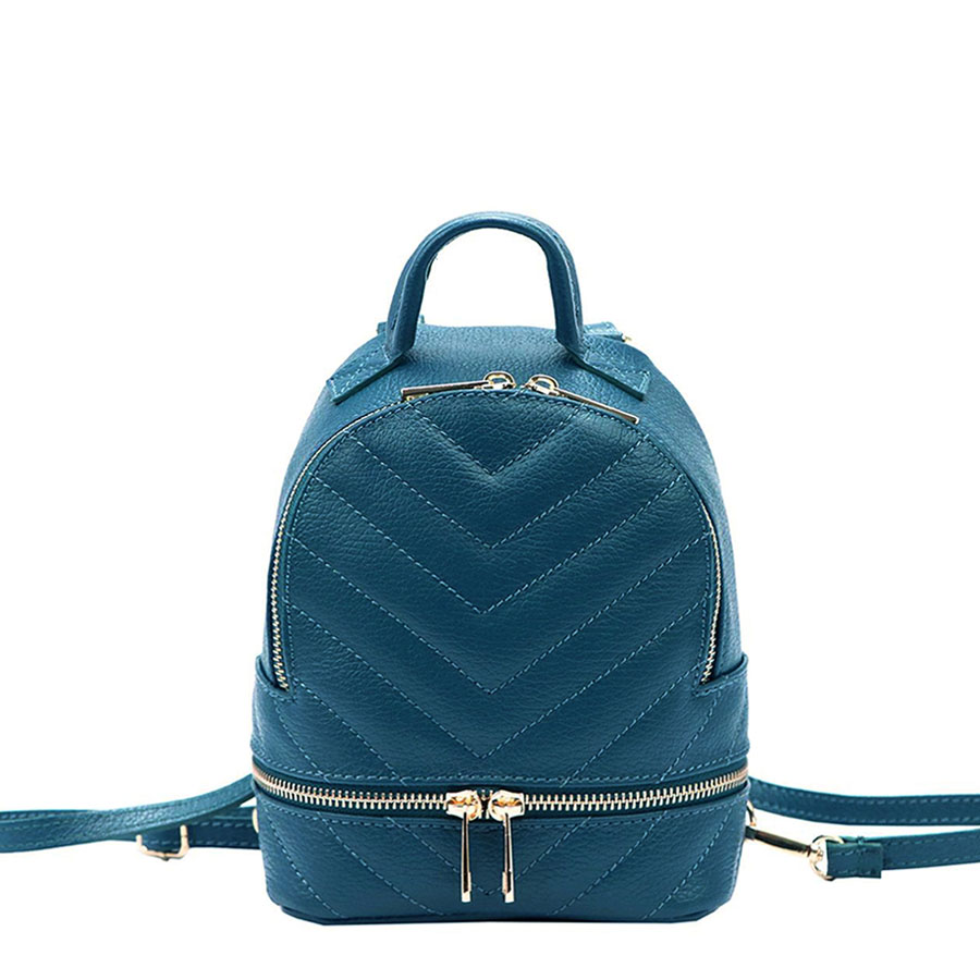 Detail produktu Mini dámsky kožený morsky modrý ruksak