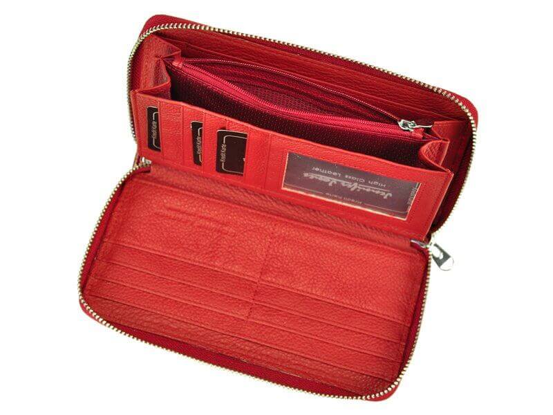 Veľká dámska kožená peňaženka Jennifer Jones červená