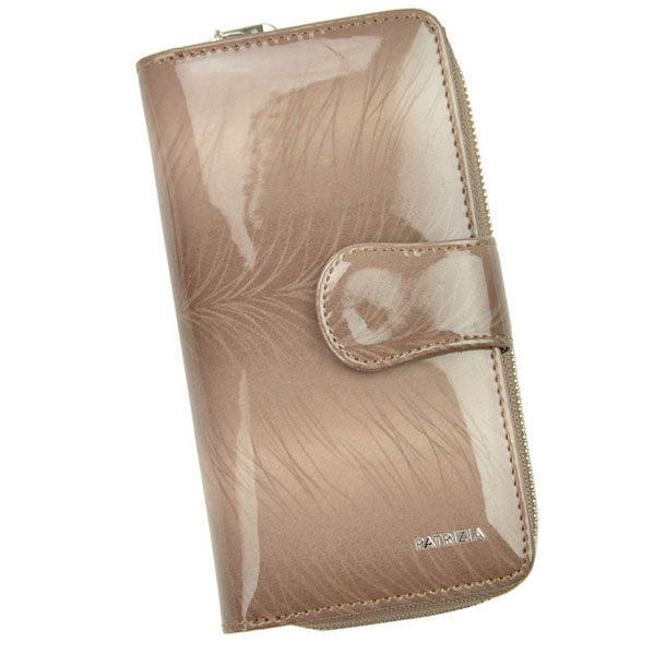 Béžová lakovaná kožená peňaženka na karty Patrizia FF116