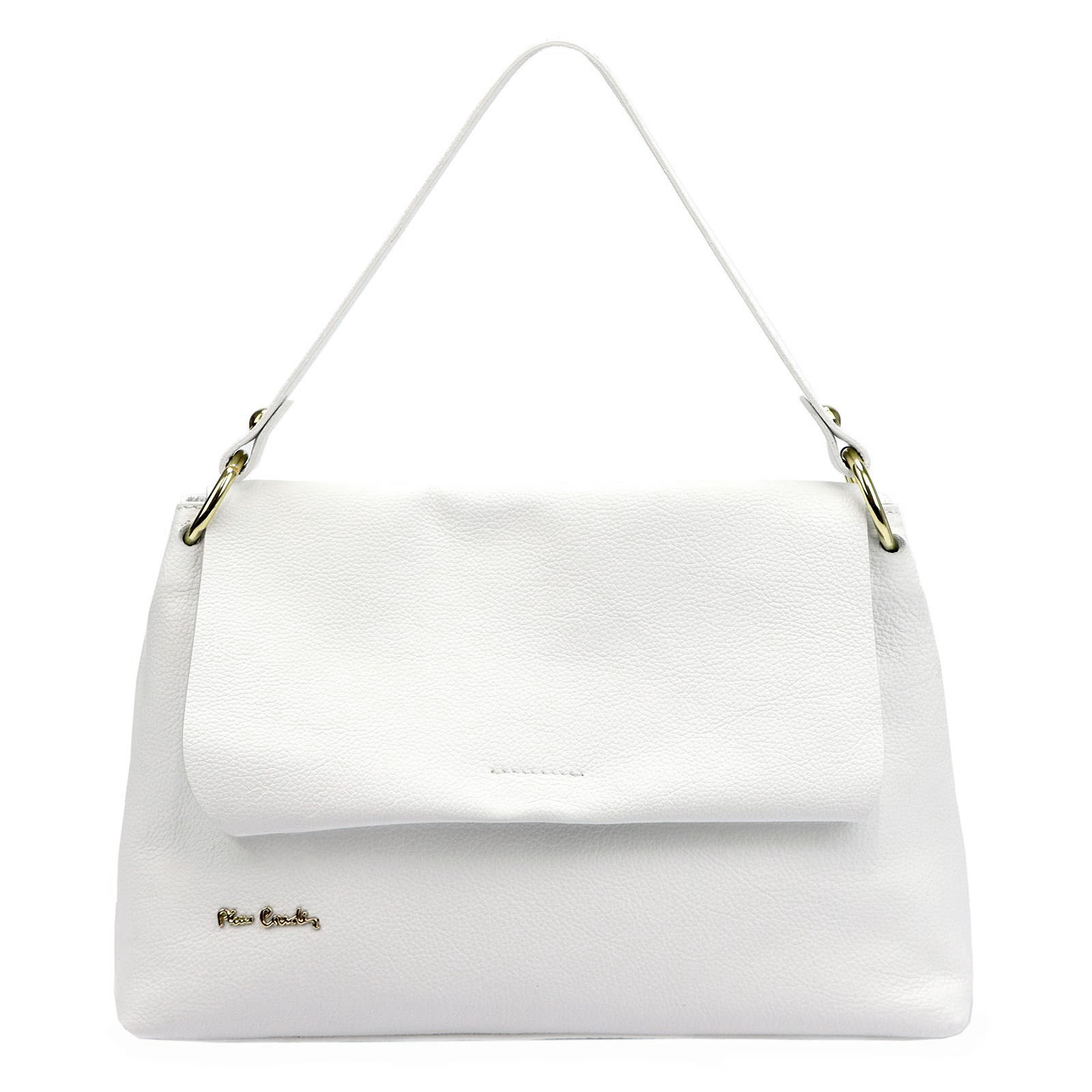Biela kožená kabelka Pierre Cardin strednej veľkosti