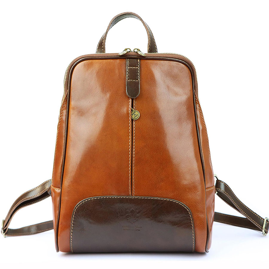 Hnedý dámsky kožený ruksak L2001-8
