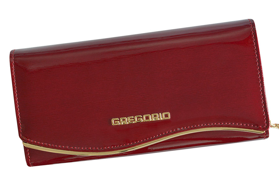 Detail produktu Červená kožená lakovaná peňaženka Gregorio ZLF106