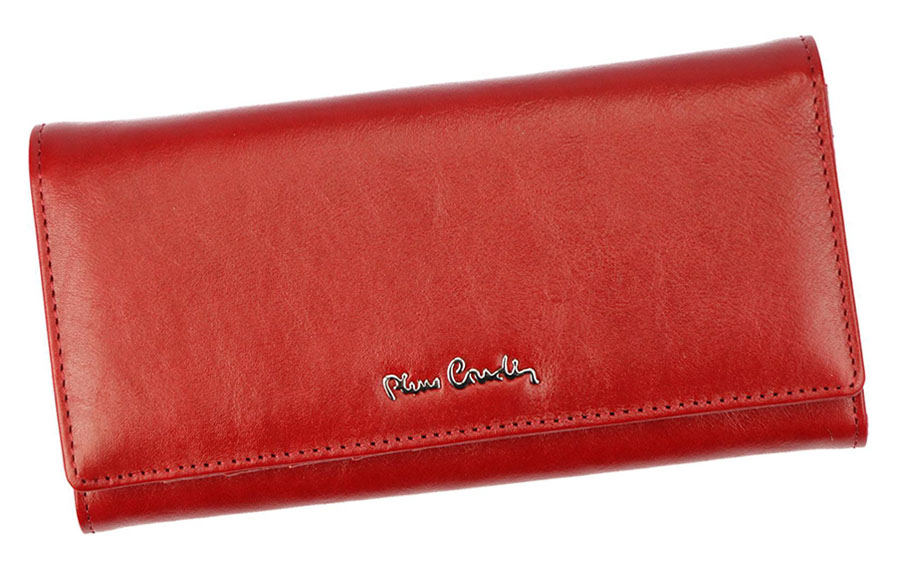 Červená dámska kožená peňaženka s mincovníkom na sponu Pierre Cardin