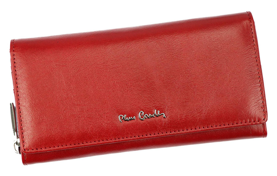 Červená kožená peňaženka Pierre Cardin s mincovníkom na zips 