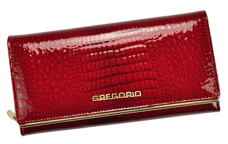 Detail produktu Červená kožená lakovaná peňaženka Gregorio SLL106