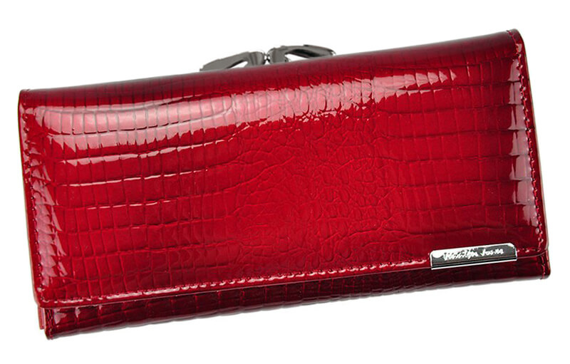 Dámska kožená peňaženka Jennifer Jones červená s mincovníkom zvonku