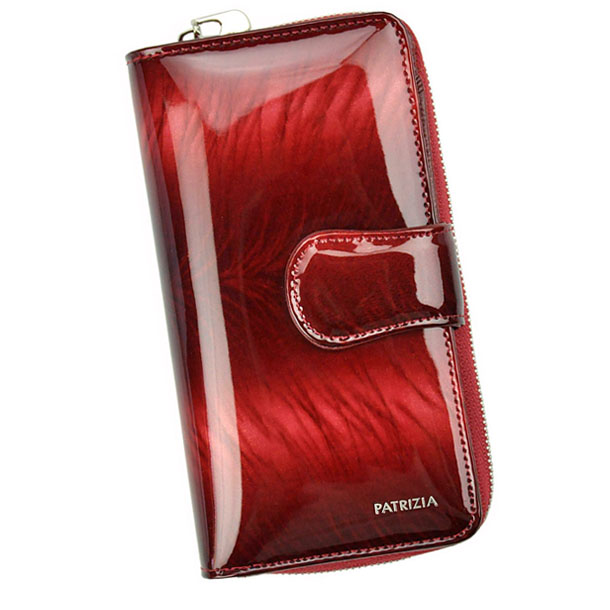 Detail produktu Červená lakovaná kožená peňaženka na karty Patrizia FF116