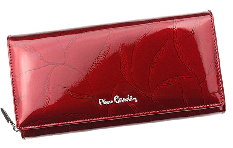 Detail produktu Červená lakovaná kožená peňaženka s mincovníkom na zips Pierre Cardin
