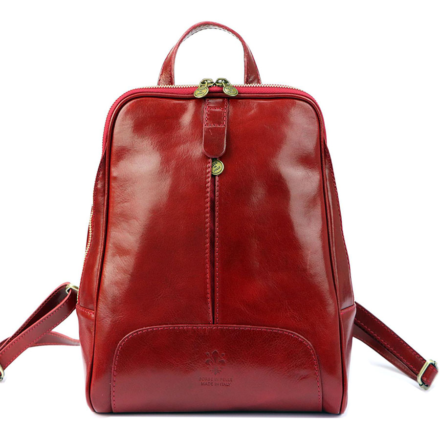 Detail produktu Červený dámsky kožený ruksak L2001