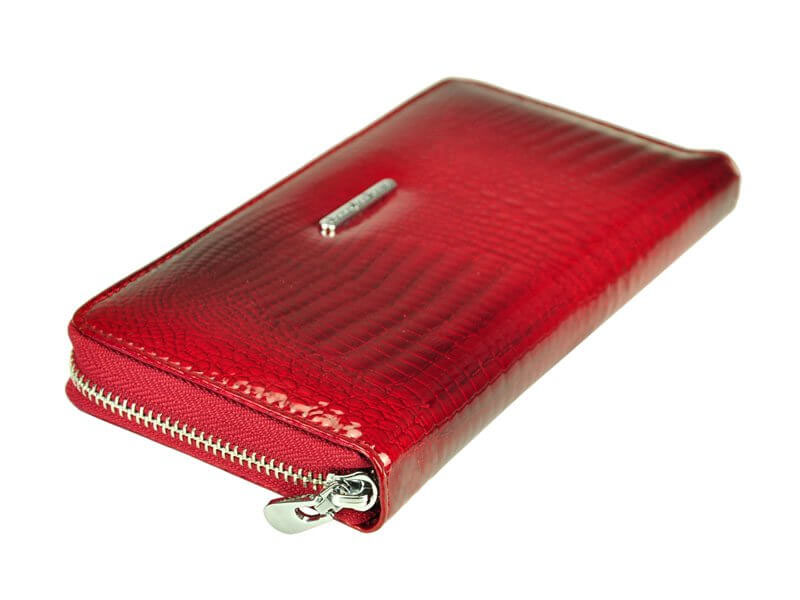 Veľká červená kožená peňaženka na zips Jennifer Jones 5247