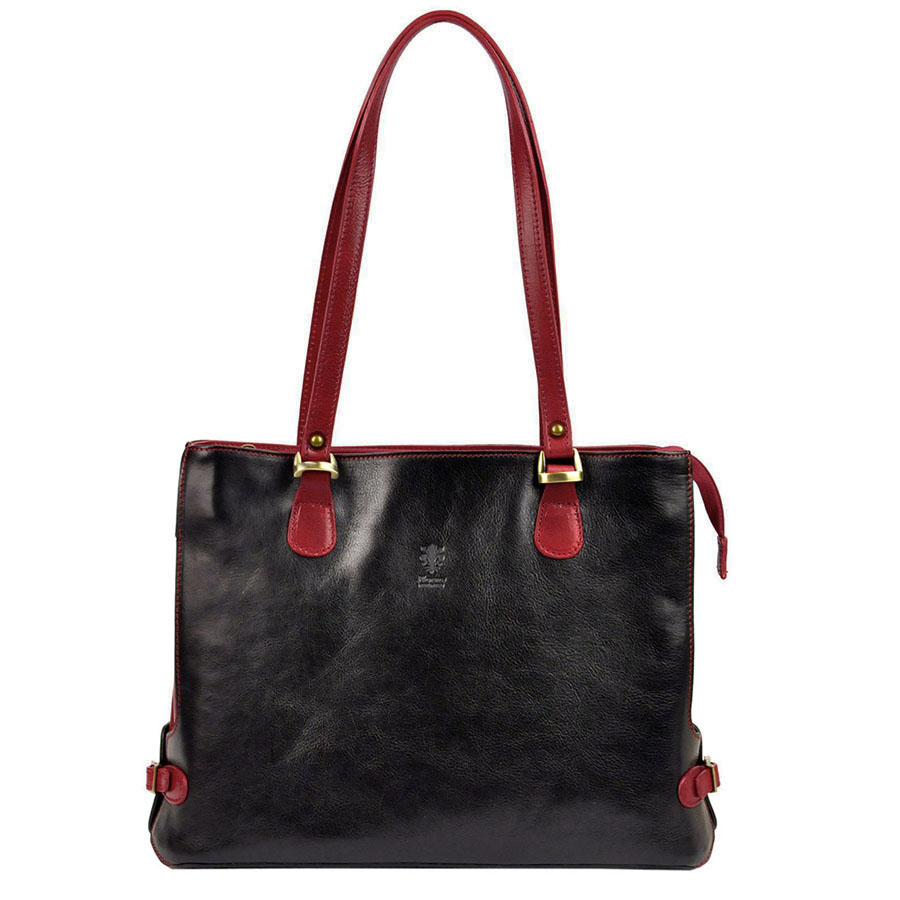 Detail produktu Čierno-červená kožená kabelka cez plece Florence 14