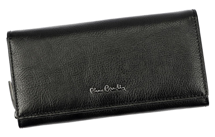 Detail produktu Čierna kožená peňaženka Pierre Cardin s mincovníkom na zips 