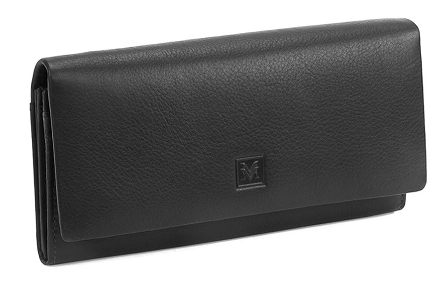 Detail produktu Čierna dámska kožená peňaženka s mincovníkom na sponu VerMari