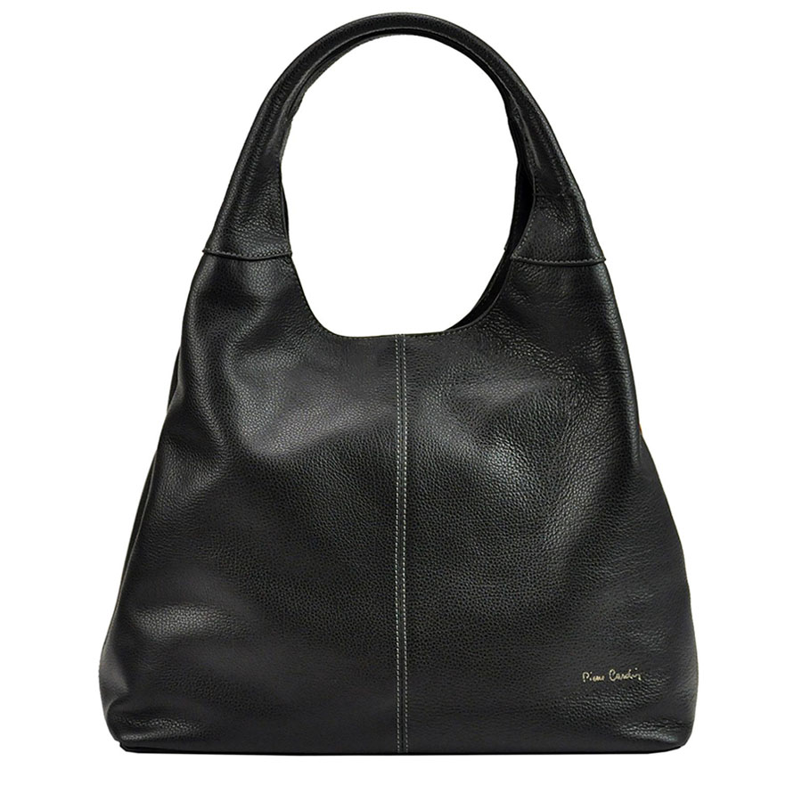 Detail produktu Čierna kožená kabelka cez plece Pierre Cardin