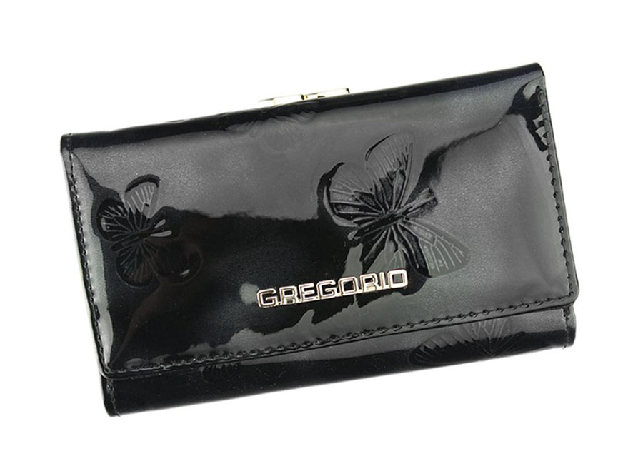 Detail produktu Čierna kožená peňaženka stredných rozmerov s motýlikmi BT108