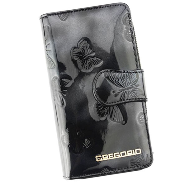 Detail produktu Čierna kožená peňaženka na karty s motýlikmi BT116