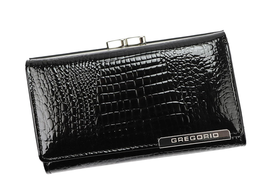Detail produktu Čierna kožená lakovaná peňaženka stredných rozmerov LGF108