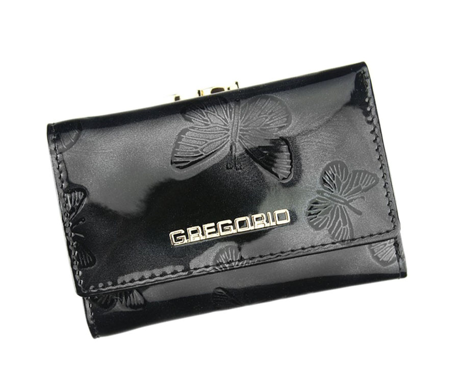 Detail produktu Malá dámska čierna kožená peňaženka s motýlikmi 