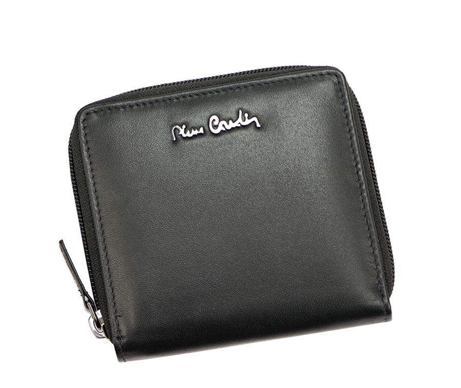 Menšia čierna kožená peňaženka na zips Pierre Cardin L9201