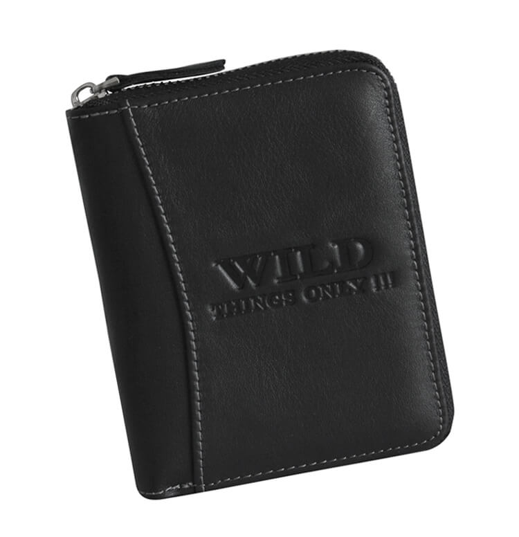 Detail produktu Pánska kožená peňaženka Wild čierna na zips