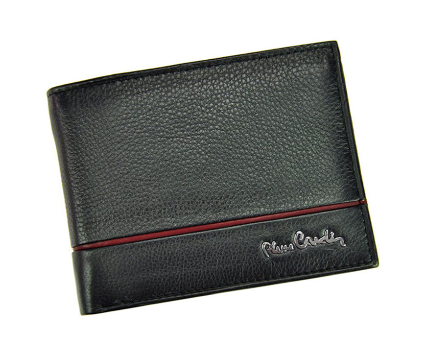 Jednoduchá pánska kožená peňaženka Pierre Cardin čierno-červená 158805