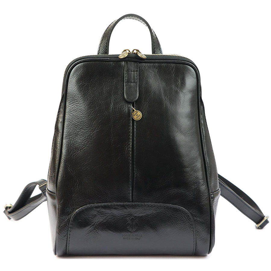 Detail produktu Čierny dámsky kožený ruksak L2001