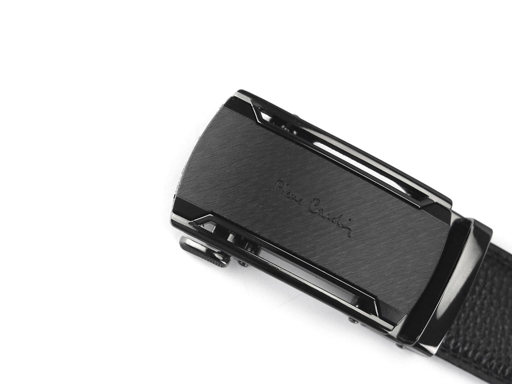 Luxusný čierny pánsky kožený opasok Pierre Cardin L545
