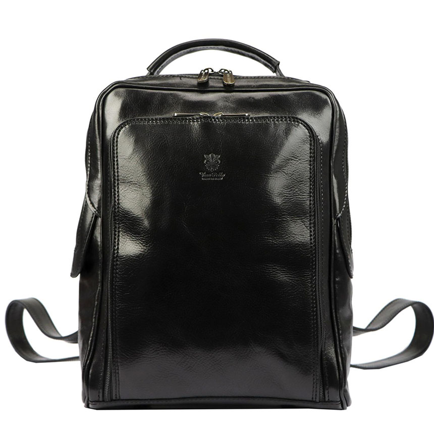 Detail produktu Čierny dámsky kožený ruksak Florence L2004