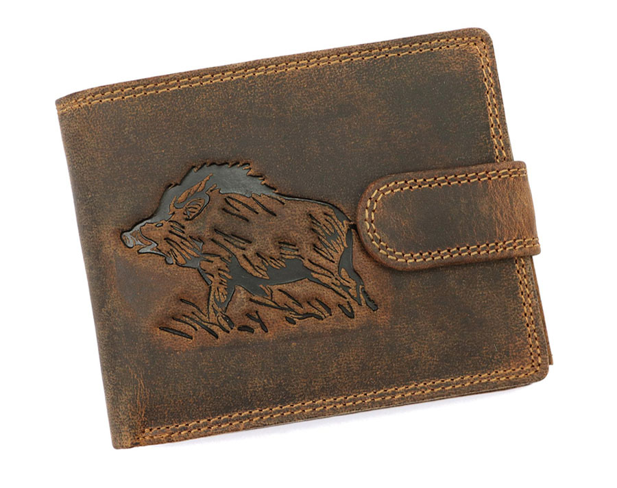 Detail produktu Hnedá pánska brúsená kožená peňaženka diviak