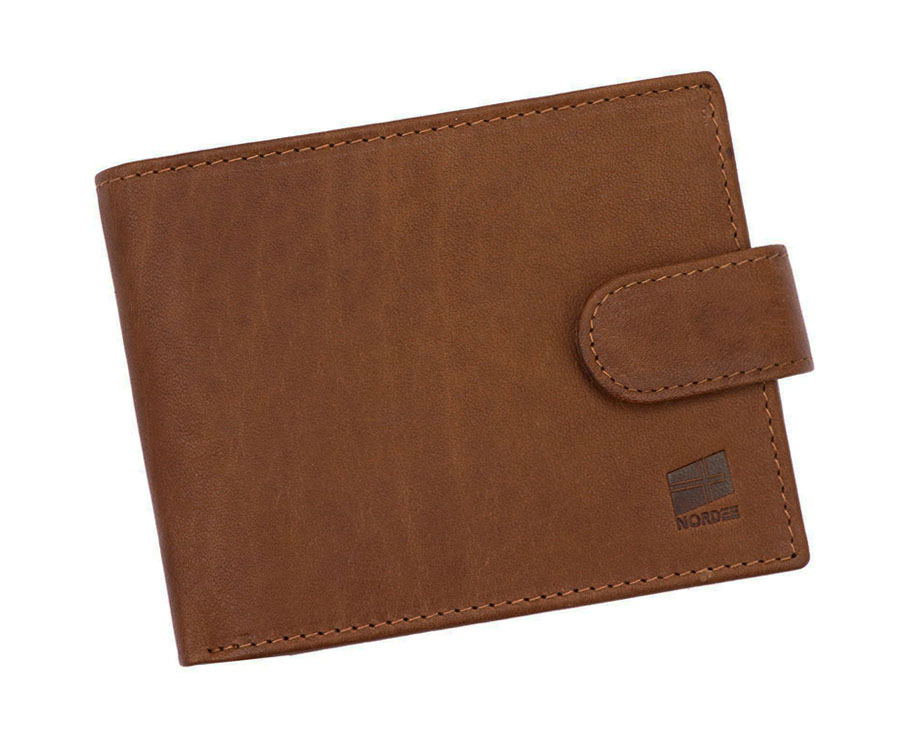 Detail produktu Hnedá pánska kožená peňaženka na zapínanie Nordee