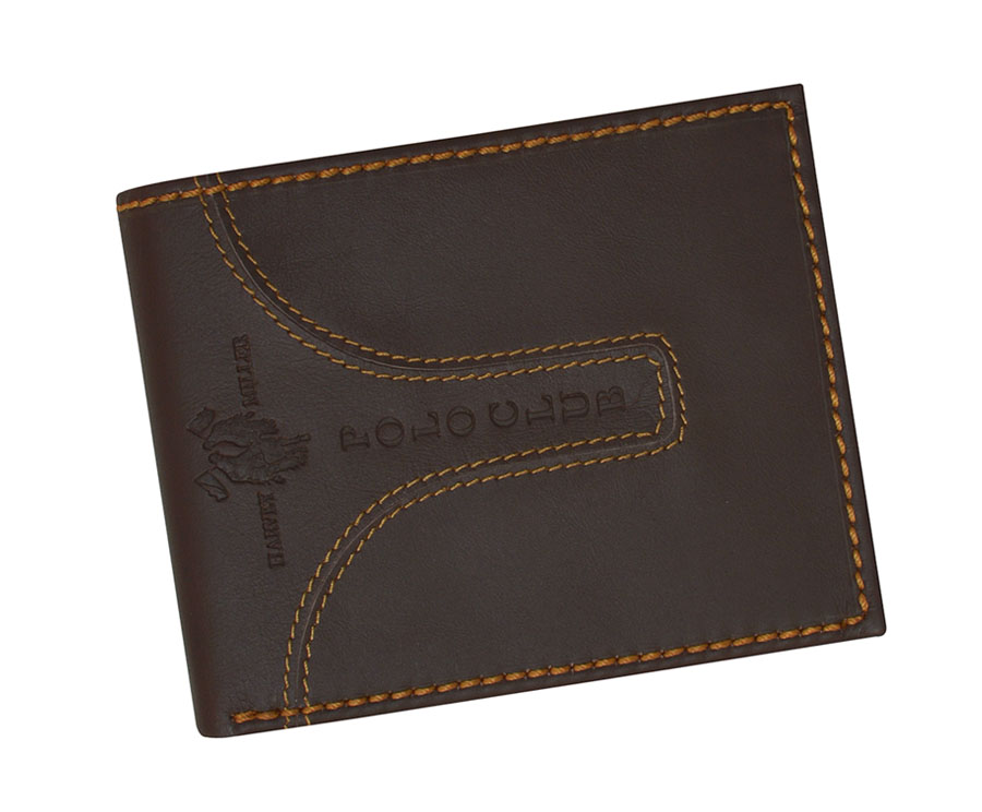 Detail produktu Hnedá pánska kožená peňaženka s francúzskym mincovníkom Polo Club