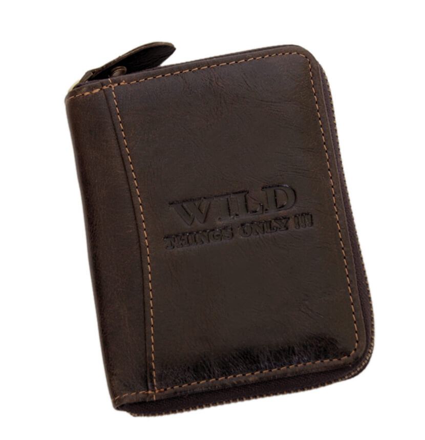 Detail produktu Pánska kožená peňaženka Wild hnedá na zips