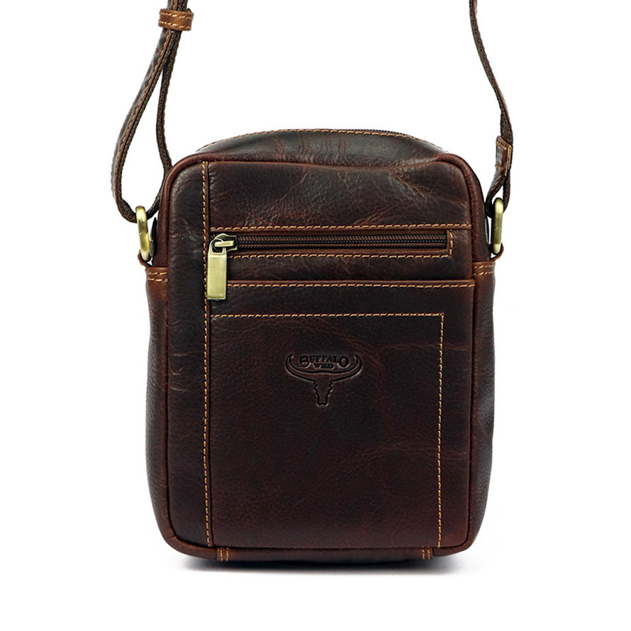 Detail produktu Hnedá pánska kožená taška cez rameno Buffalo Wild
