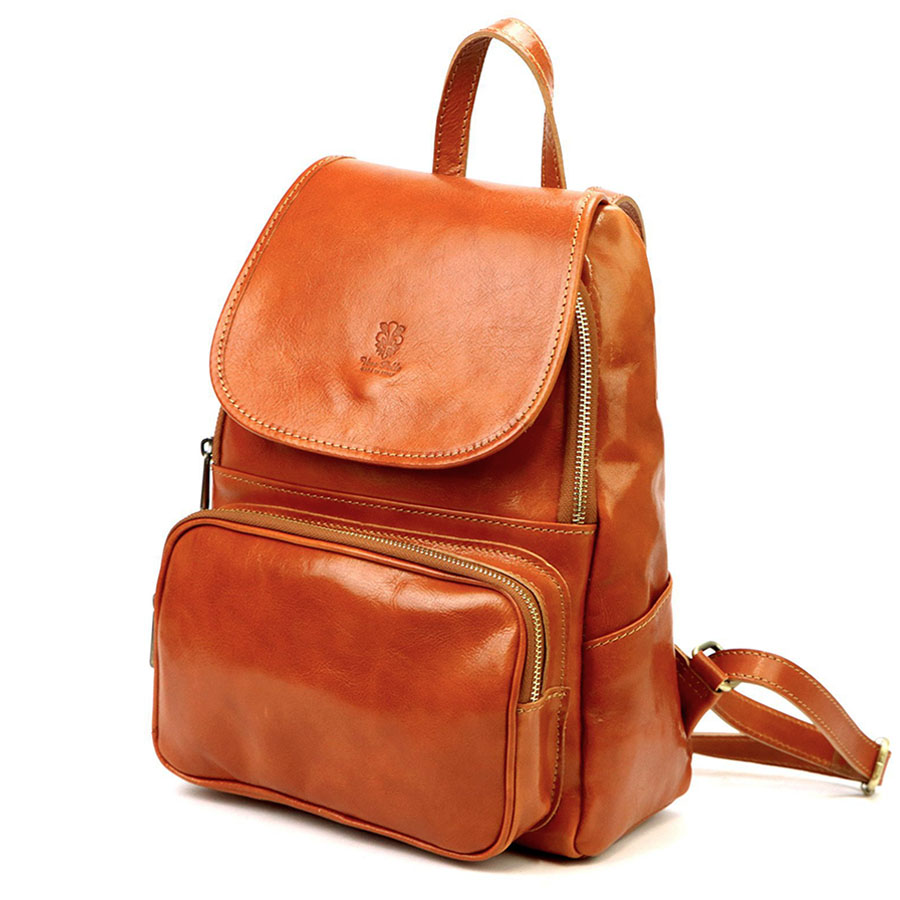 Detail produktu Hnedý camel kožený dámsky ruksak Florence L2007