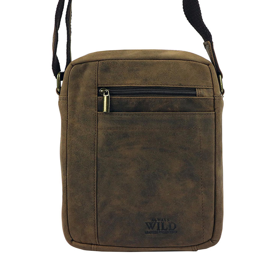 Hnedá pánska taška z brúsenej kože Wild L8022