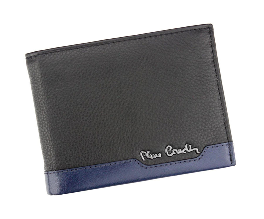 Detail produktu Jednoduchá pánska kožená peňaženka Pierre Cardin čierno-modrá L378805