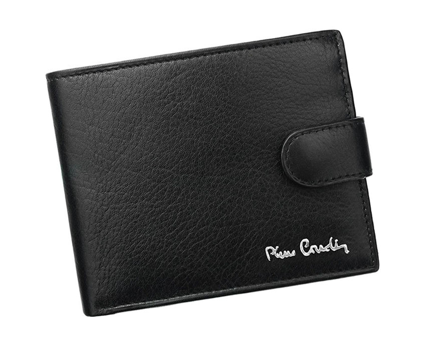 Detail produktu Čierna pánska kožená peňaženka Pierre Cardin na šírku s ochranou RFID