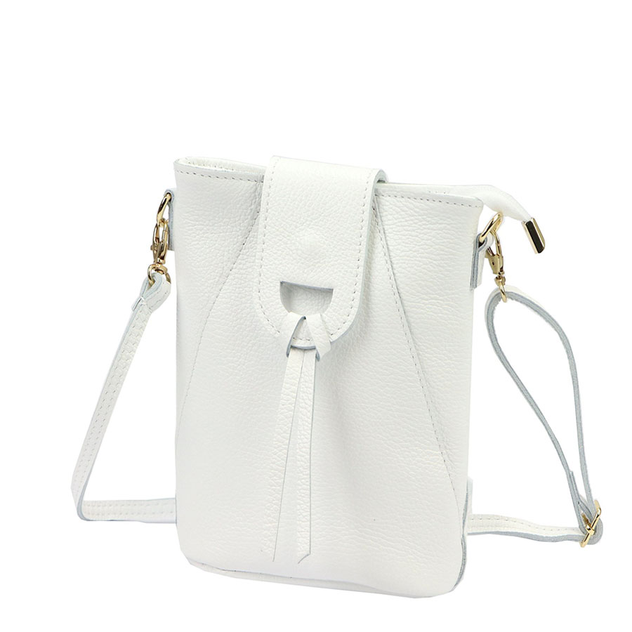 Detail produktu Biela kožená crossbody kabelka na výšku L37212