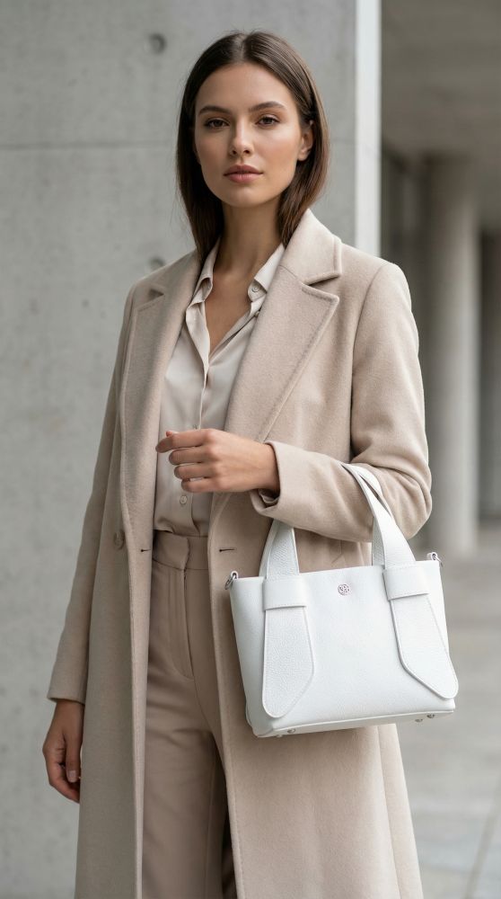 Malá biela kožená kabelka do ruky Gregorio