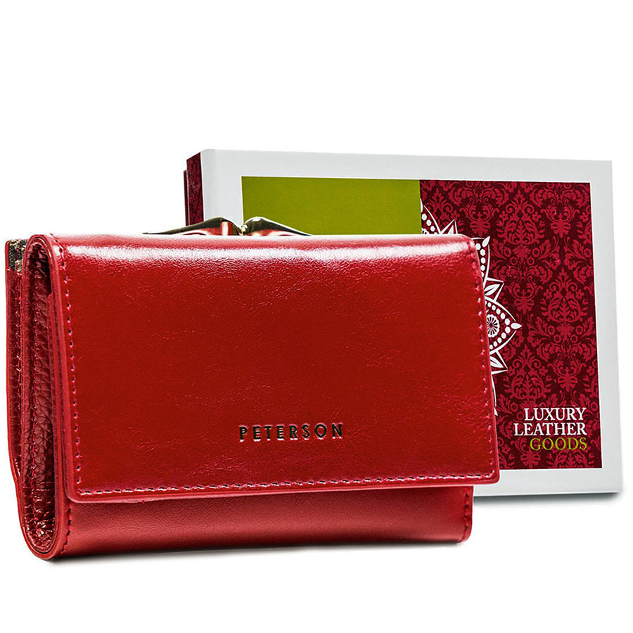 Detail produktu Malá dámska červená kožená peňaženka Peterson LP412