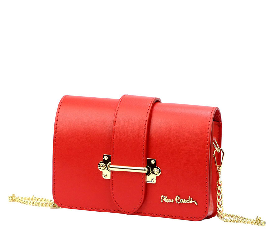 Elegantná malá červená kožená kabelka Pierre Cardin L2066