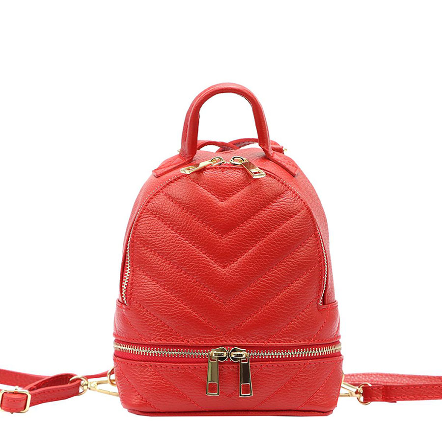 Detail produktu Mini dámsky kožený červený ruksak