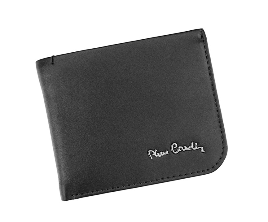 Menšia čierna jednoduchá pánska kožená peňaženka Pierre Cardin