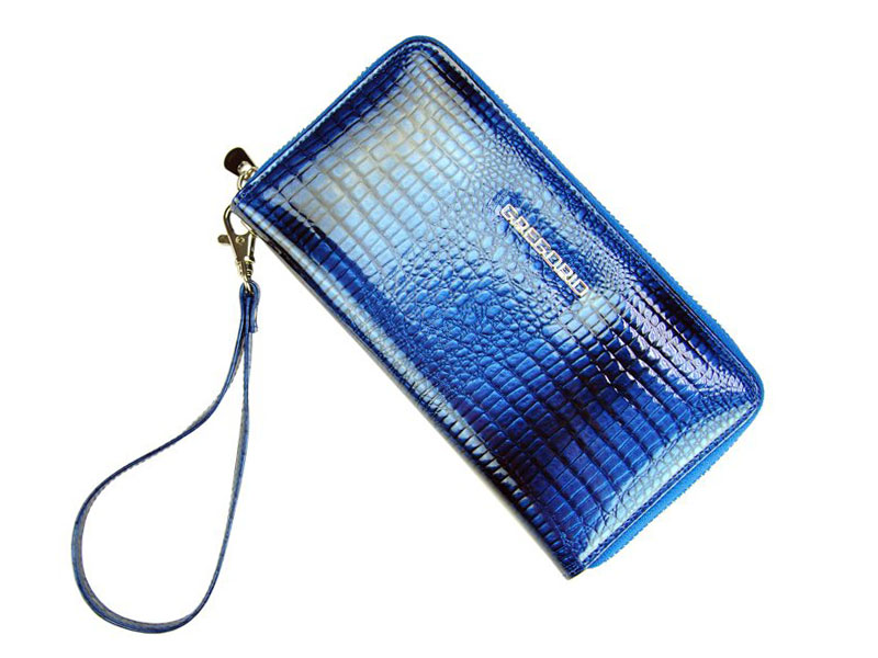 Veľká modrá dámska kožená peňaženka na zips Gregorio 