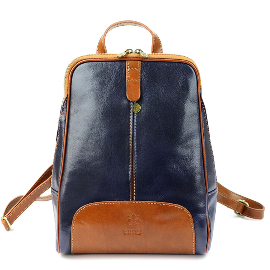 Detail produktu Modro-hnedý dámsky kožený ruksak L2001