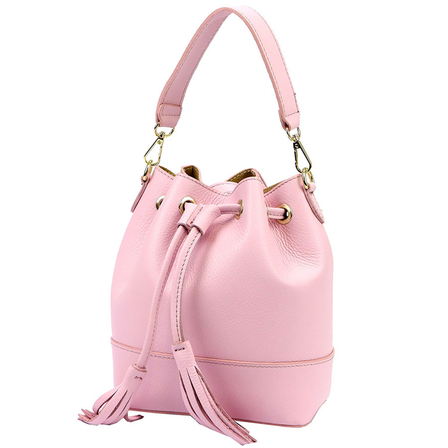 Detail produktu Ružová kožená bucket kabelka L35225