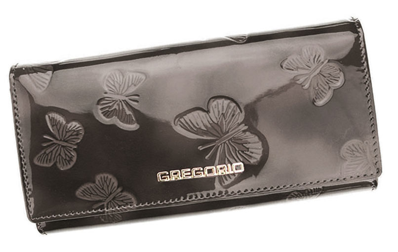 Detail produktu Šedá kožená lakovaná peňaženka s motýlikmi Gregorio BT106