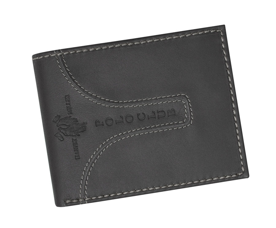 Detail produktu Šedá pánska kožená peňaženka s francúzskym mincovníkom Polo Club