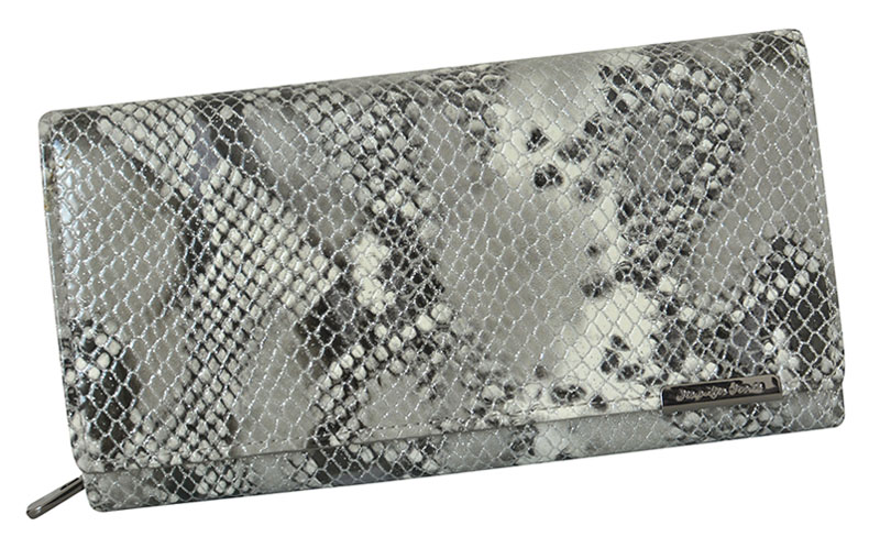 Dámska kožená peňaženka Jennifer Jones strieborná s mincovníkom na zips