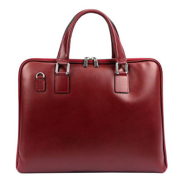 Elegantná tmavočervená dámska kožená taška A4